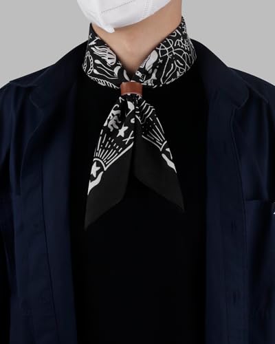 100% cotton Bandana Scarf With Leather Scarf Buckle, Retro sail pattern Neck Scarf for Men & Women Cowboy Scarves2