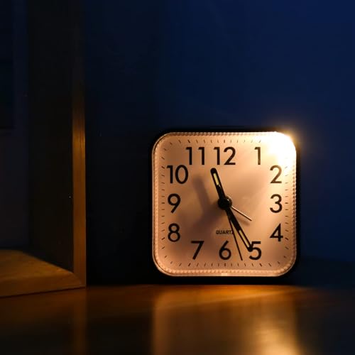 Image of Analog Alarm Clocks, Non Ticking Table Clock with Luminous Hand & Large Display, Battery Powered Silent Bedside Alarm Clock with Snooze & Night Light Function, for Bedroom, Office