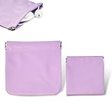 2Pcs Earphone Pouch PU Leather Headphone Storage Bag, Universal Earbuds Pouch Bag with Spring Closure, Leather Squeeze Coin Purse M + S for Earphones, Coins, Keys, USB Flash Drives, Jewellery (Purple)