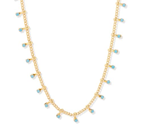 Montana West x Wrangler Gold Plated Chain Choker Necklace for Women, 18k Gold Plated Lightweight CZ Beaded Dainty Jewelry3