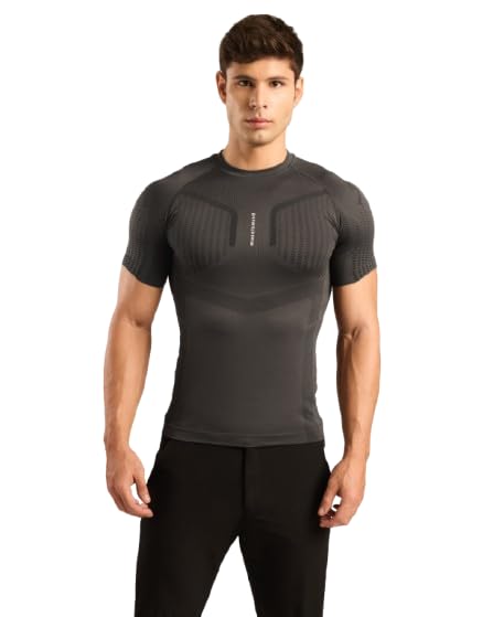 Men's Seamless Compression Half Sleeve T-Shirt | Athletic Fit Stretchable Sportswear | Performance Gym Wear for Running, Training, Fitness, Workout & Active Lifestyle|-image-40