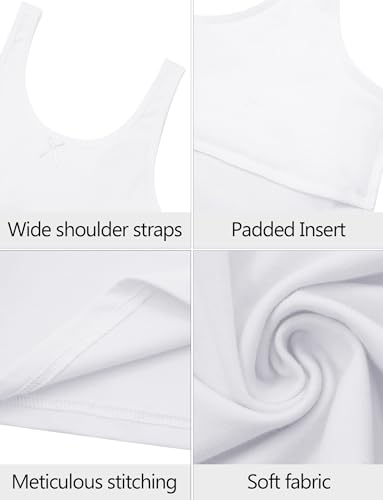 Image of FEOYA Teen Girls Camisole Training Cotton Bra Round Neck Tank Top with Shelf Bra 2 /3 Pack