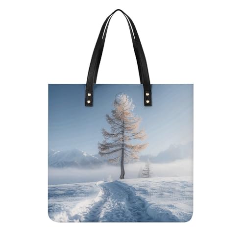 Tall Larch Tree Large Leather Handbags Women Fashion Handbag Multifunctional Travel Bag It Is A Great Gift for Mothers, Teachers, Friends, Bridesmaids