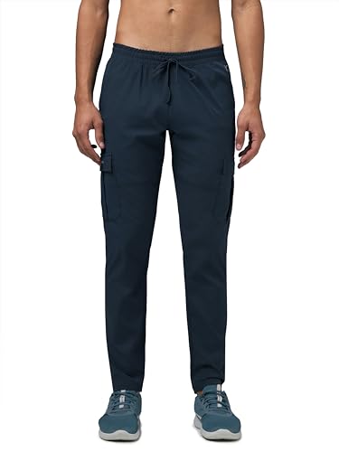Image of TECHNOSPORT Men's Regular Fit Mid Rise Polyester Solid Cargos for Activewear, Regular Use and Quick Dry