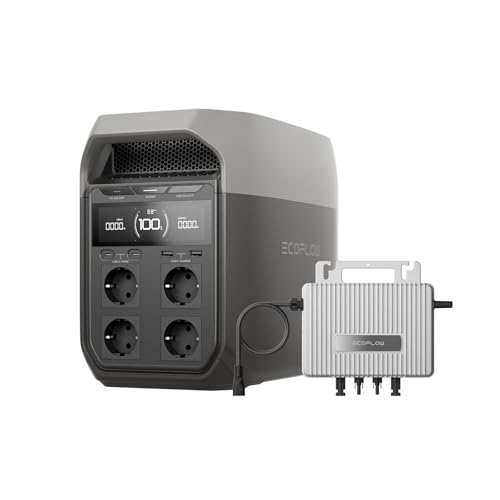 EcoFlow Delta 3 tragbare Powerstation 1024Wh, 0% VAT WLAN Stream Mikrowechselrichter 800W, LiFePO4-Batterie, Schnellladung von 0-70% in 30 Min., erweiterbar auf 5 kWh, für Zuhause, Camping und Reise