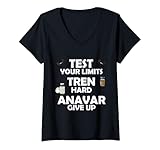 Womens Funny Test Limits Tren Hard Never Give Up Gym Bodybuilding V-Neck T-Shirt