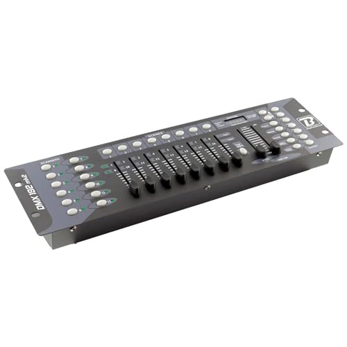 BoomToneDJ DMX 192 mk2 Contrôleur DMX 512 professionnel Console 192 canaux. 23 banques de 8 scènes programmables. Contrôle jeux de lumière. 8 faders Effets...