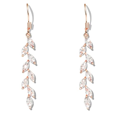 Handmade Leaf Earrings Crystal Wedding Dangle Earrings Brides Bridesmaid Gift for Women