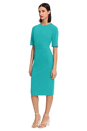 Image of Donna Morgan Women's Curved Waist Seam Crepe Workwear Dress Career Office Desk to Dinner Event Occasion Guest of