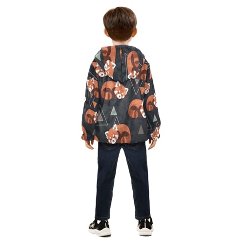 Cute Red Panda Sleep Pattern Toddler Fleece Jacket Girl Boys Hooded Fleece Jacket Coat Warm Outwear Zip-up 3-10T4
