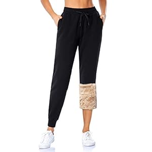 MOVE BEYOND Women’s Fleece Lined Joggers Thermal Sweatpants with 2 Pockets Warm Winter Sherpa Trousers with Drawstring