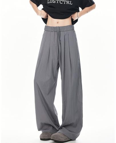 Mens Linen Pants High Waisted Wide Leg Trousers Casual Drawstring Baggy Sweatpants Beach Yoga Pants2