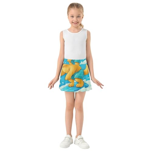 Kids Tennis Skirts Playful Golden Retriever Puppy Athletic Shorts for Girls Skorts Fun Cute Cheer Skirt 4t3