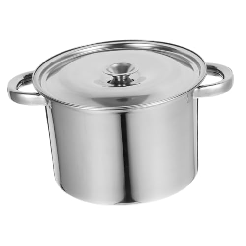 FUNNETOYU Olla de Acero Inoxidable con Doble Asa y Tapa Hermética para Cocina Inducción Olla para Guisos y Sopa Diseño Cilíndrico para Cocción Uniforme