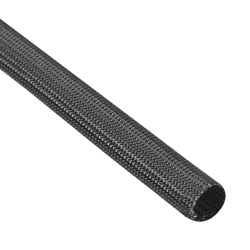 QUARKZMAN Gewebeschlauch 1m Läng Glasfaserschlauch 8mm Innendurchmesser Hitzeschutzschlauch 0.35mm Dick Gewebter Kabelmantel Kabelschutzschlauch für Kabelmanagement, Kabelschlauch Schwarz