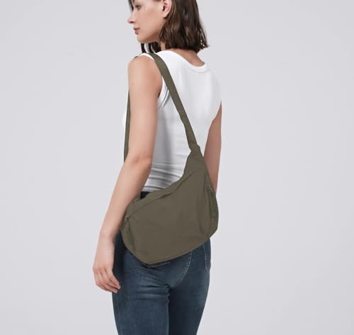 Image of GRPKSSIB Nylon Crescent Bag Hobo Crossbody Bags Casual Sling Bag Slouchy Shoulder Bags Travel Messenger Bag for Women Men