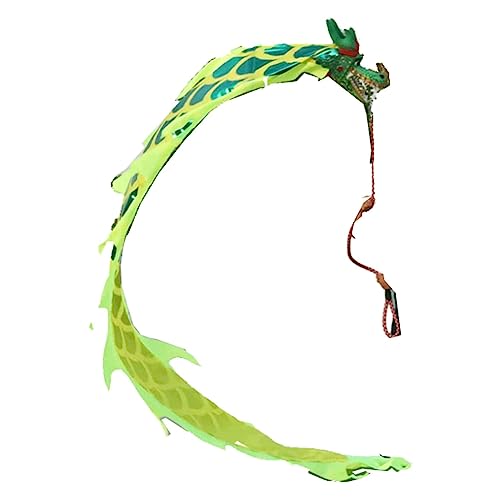ESTDKMNOS Cinta para Danza del dragón Chino, Conjunto De Cintas De Danza del Dragón 3D con Cabeza De Dragón Y Cuerda Multicolor 3m(Green)