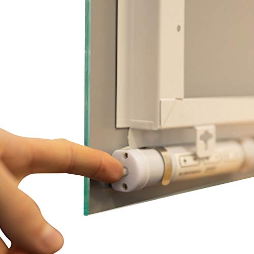 Bathroom Wall Mounted Mirror with LED Light - Vanity Shaving Make Up Mirrors with Push Switch - 60 x 40cm - Battery Operated, No Wiring Required!