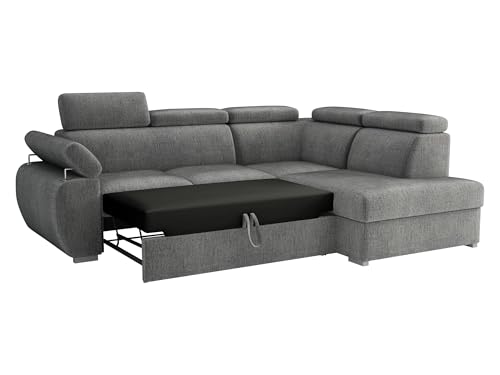Mirjan24 Ecksofa Boston mit Schlaffunktion und Bettkasten, Eckcouch mit Einstellbare Kopfstützen, Polsterecke, L-Sofa, Verchromte Füße, 2r+R+LXp (Seite: Rechts, Kronos 34) – Bild 5