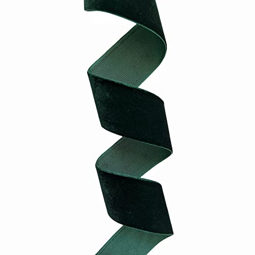 Image of QIANF Hunter Green Velvet Ribbon, 1 1 /2-Inch by 25-Yard Spool