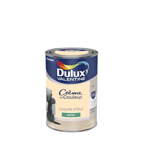 Dulux Valentine Crème de Couleur - Peinture multi-supports intérieure - Satin Coquille d'oeuf 1,25 L