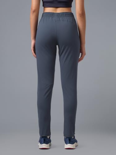 Image of TECHNOSPORT Women's Solid Straight Fit Track Pants with 4-Way Stretch, Moisture-Wicking Fabric, Mid-Rise Drawstring Waist & Pockets for Gym, Running, Workout and Everyday Athleisure