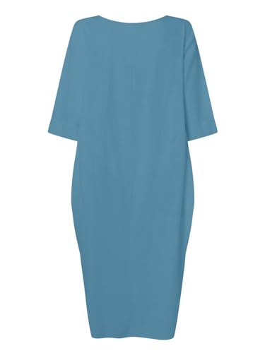 Image of Celmia Autumn Solid Loose Long Maxi Dress Cotton Caftan