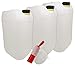 Männerladen 3X 25 Liter Set Getränke- Wasserkanister Natur mit 1 Auslaufhahn und 3 Deckel | Premium Qualität DIN 61 | Lebensmittelecht Tragbar Indoor und Outdoor Hahn