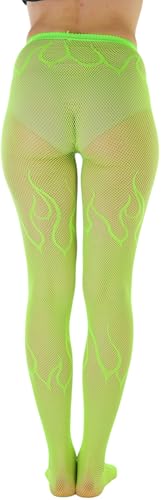 Image of ToBeInStyle Women's Flame Burning Fire Tights w /Devil-Inspired Print Hosiery