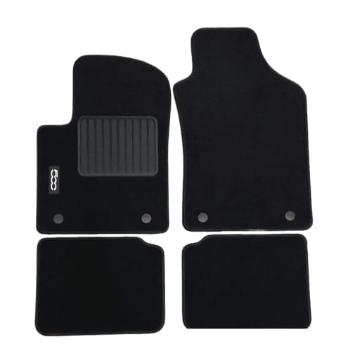 Alfombrillas para Fiat 500 a partir de 2015 (también híbridas) con logotipo bordado de 2 polos de alta calidad, fabricado en Italia.