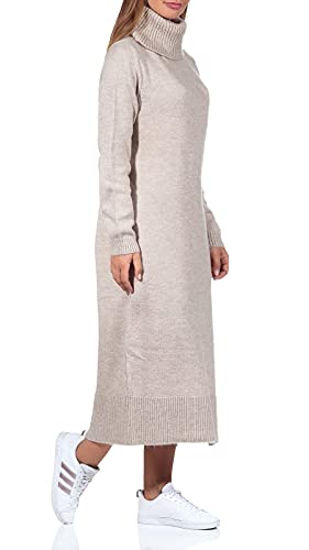 ONLY Damen ONLBRANDIE L/S ROLL Neck Dress KNT 15214595, Pumice Stone/W. Melange, M