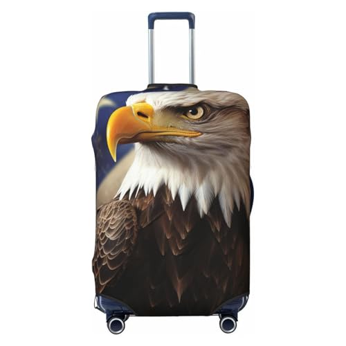 Travel Luggage Covers For Suitcase, Eagle With Usa Flag Elastic Suitcase Protector Washable Anti-Scratch Suitcase Baggage Cover Luggage Protector Fits 18-32 Inch Luggage