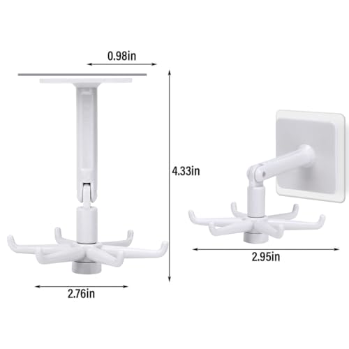Image of YeeBeny 360 Degrees Rotating Folding Hook Self-Adhesive 180 Degrees Vertical Flip Hook, Baby & Bottle Brush Holder (White)