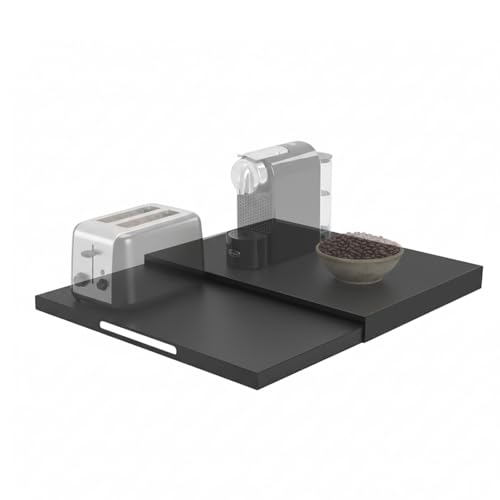Steel Microwave Stand with Pull-Out Shelf, Carbon Steel Countertop Organizer,