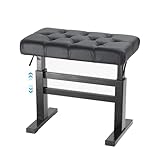 lumizone Height Adjustable Piano Bench Hydraulic Lifting Keyboard Bench with PU Leather Modern Leather Heavy Duty Piano Stool High Density Sponge Lining Alloy Material Gloss