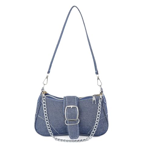 Petit sac en denim bleu avec chaîne amovible style rétro Y2K