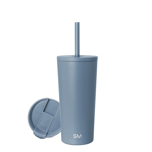 Image of Simple Modern Classic Tumbler with Straw Lid | Insulated Iced Coffee Cup Reusable Stainless Steel Water Bottle Travel Mug | Gifts for Women Men Her Him | 20oz | Blue Dune