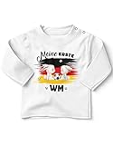 miKalino Baby/Kinder Longsleeve mit Spruch Meine erste Fussball WM Deutschland Langarm Shirt für Jungen und Mädchen | Geschenkidee, Farbe:Weiss, Grösse:68-74