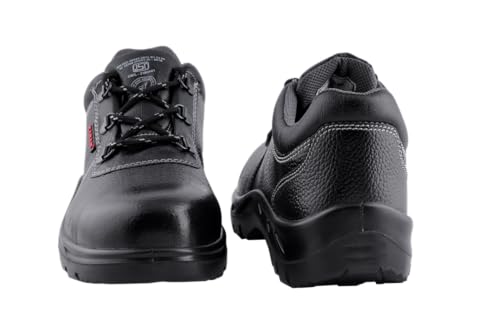 Image of Karam FS055 Black Leather Safety Shoes for Men | Single Density | Steel Toe | Antistatic, Antislip, Oil & Heat Resistant | Size-09