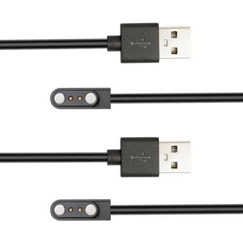 LIQBOYU 2-Pack 3.3FT Smart Watch Charger Magnetic 2Pin USB Charging Cable for Veryfitpro Letsfit Willful YAMAY SW023 ID205L SW021 ID205U ID205S SW025 Uwatch 3S