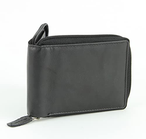 American Bison RFID Zipper Wallet for Men – Premium Cowhide Leather Bifold - Wallet with Gift Box Packing (Black)3