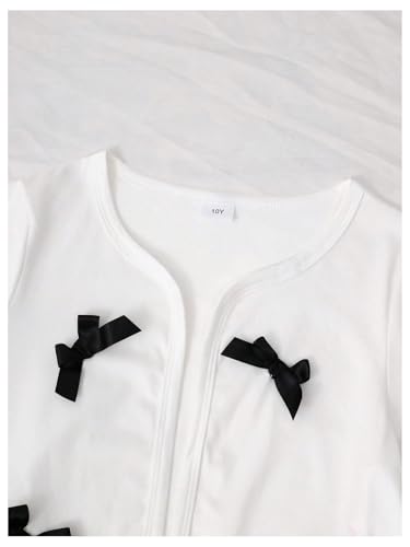 Verdusa Girl's 2 Piece Bow Outfits Open Front Lightweight Jacket with Sleeveless Bubble Dress4