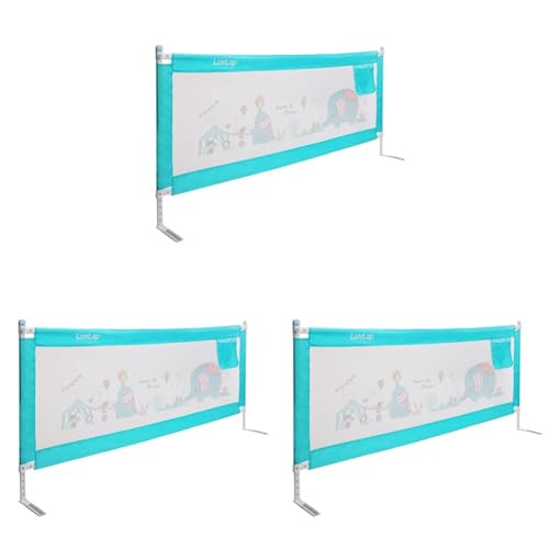 Image of LuvLap Comfy Baby Bed Rail Guard (180cmx72cm), Bed Rails for Baby & Toddler Safety, Portable, Adjustable Height, Single Side Bed Rail, Pack of 3, Blue