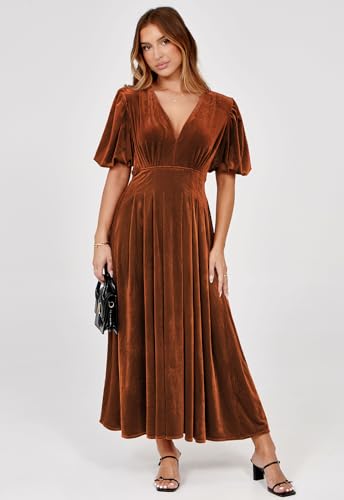 Image of Maxigerui Women's Velvet Maxi Dress Formal Dresses for Wedding Guest Dress
