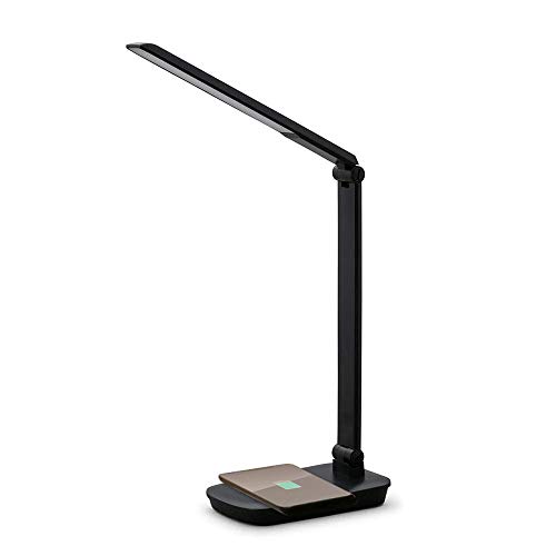 アイリスオーヤマ LEDデスクライト 置くだけ充電 Qiワイヤレス充電 調光5段階 高演色性 LDL-QFD-B ブラック