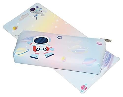 Neel Leather 1006-28 Astronaut Pencil Pouch Zipper Closer Pu Latherate Space Pencil Case For Students Cute & Soft Pen,Pencil,Holder Stationery Storage Pouch Travel Pouch (Multicolor,Pack Of 1)