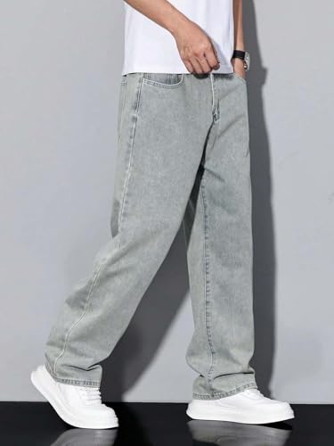 Image of KOTTY Mens Solid|Mid Rise| Coin Pocket|Button|Ankle Length|Loose Fit|5 Pocket Jeans for Mens