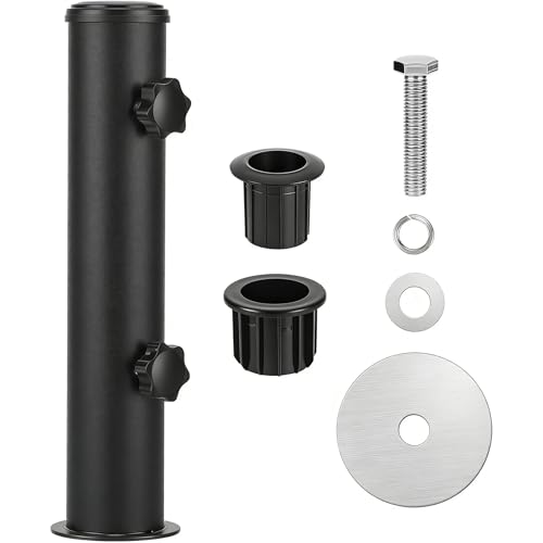 GoldOars Tube pour Pied de Parasol, Support pour Parasol de Terrasse en Acier Inoxydable, Potence Réglable Renforcée avec 2 Pièces Manchons PVC pour Jardin...