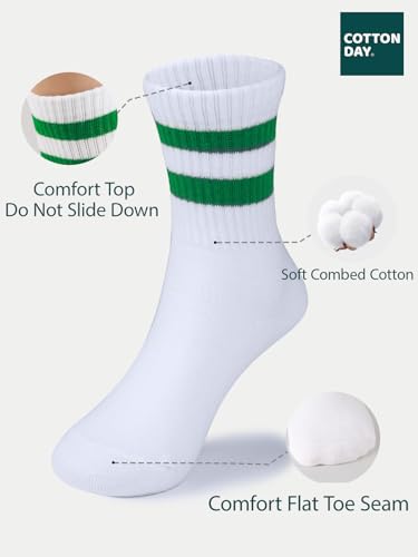 Image of COTTON DAY Unisex School Kids Boys Girls Soft Combed Cotton Athletic Socks
