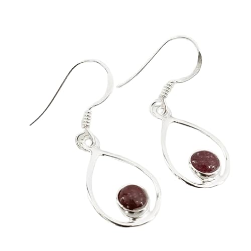Boucles d'oreilles rubis naturel 12mm en argent 925 style minimaliste LK_RDG_00104